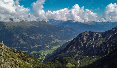 Aerial view mountains of Vermiglio Valley e Sole Valley from Denza hut  Vermiglio in Trentino Alto Adige  northern Italy  Europe - Trento Province