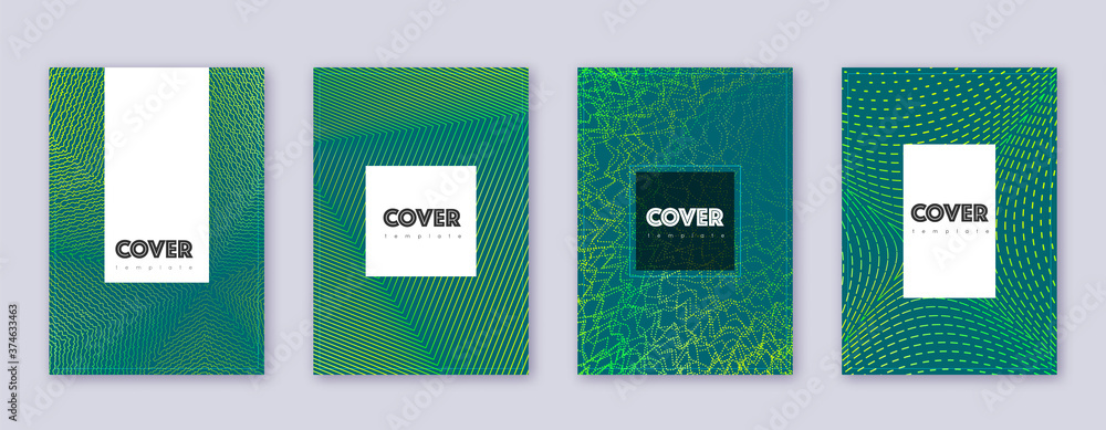 Hipster brochure design template set. Green abstra Hipster brochure design template set. Green abstra