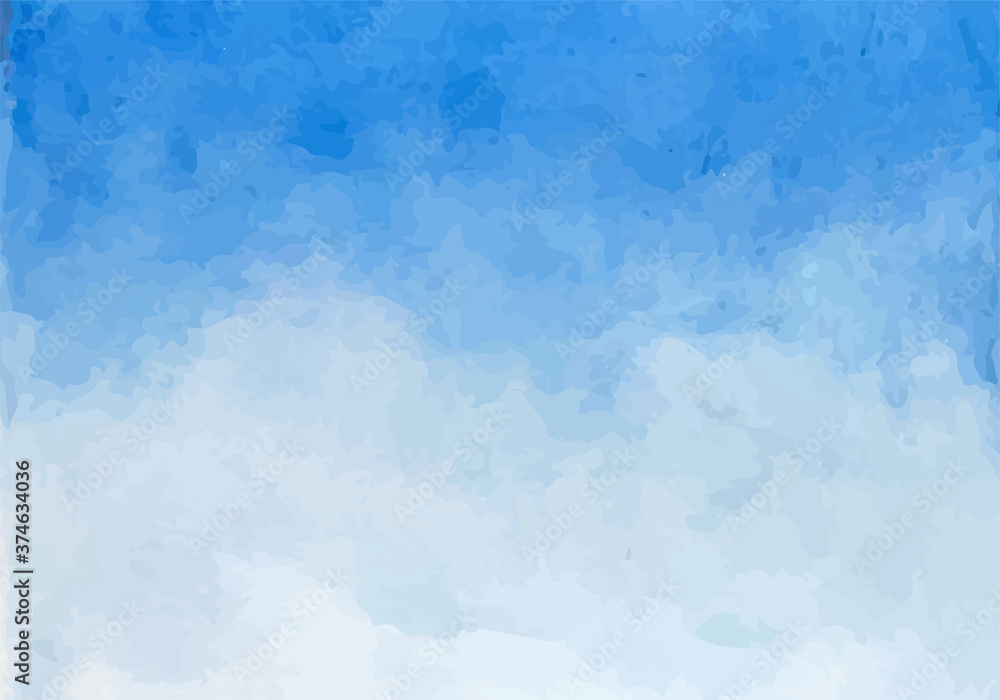 水彩の空の背景／雲／素材／青空／快晴／晴れ／フレーム