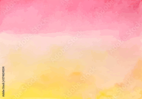 水彩の空の背景／夕日／夕暮れ／夕陽／夕方／日没／夕焼け／オレンジ／赤／フレーム