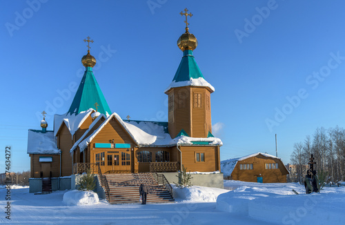 Wooden Russian Orthodox Church New Martyrs and Confessors. Apatity, Murmansk region, Russia