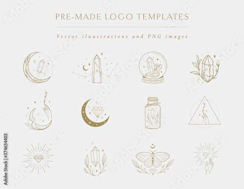 Gemstones collection of hand drawn logo designs