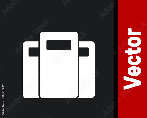 White Police assault shield icon isolated on black background. Vector.