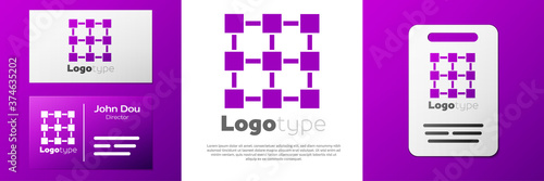 Logotype Blockchain technology icon isolated on white background. Cryptocurrency data. Abstract geometric block chain network technology business. Logo design template element. Vector.