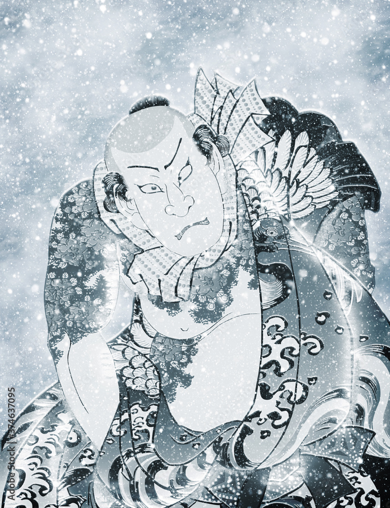 Fototapeta premium 当世好男子伝 花和尚魯智深に比す朝比奈藤兵衛 ウィンターバージョン 