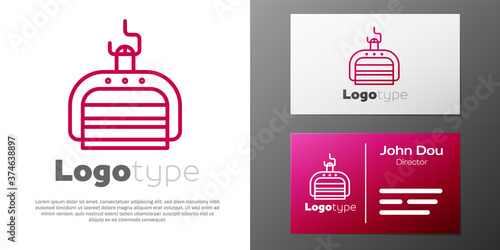 Logotype line Ski lift icon isolated on white background. Logo design template element. Vector Illustration.