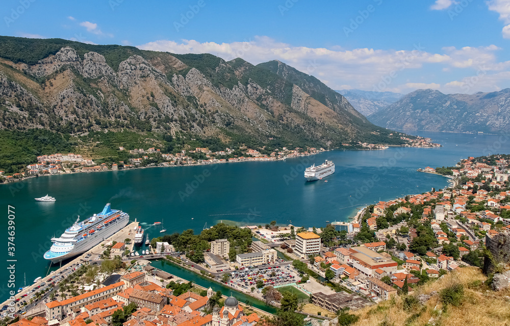 A view over the old town in Kotor, the UNESCO World Heritage Site, Montenegro