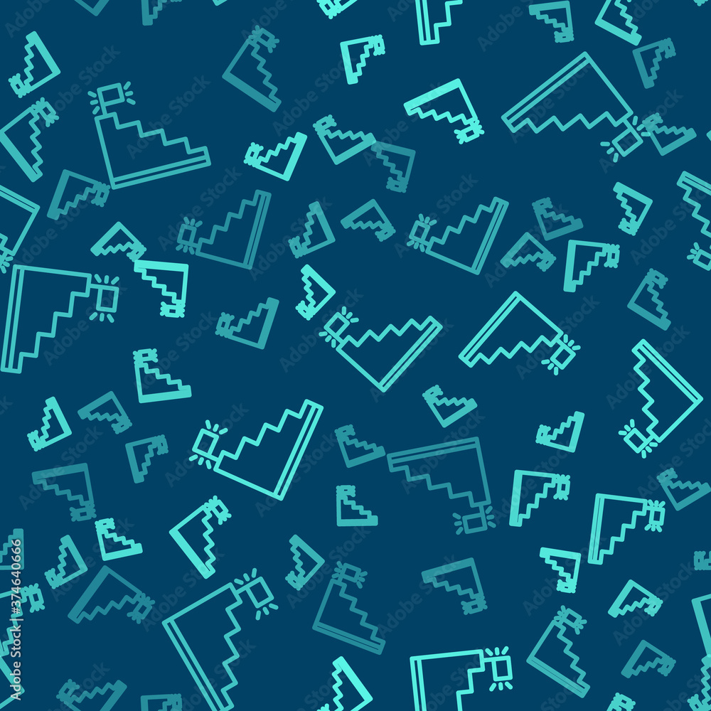 Green line Stair with finish flag icon isolated seamless pattern on blue background. Career growth business concept. Concept of business development. Vector. Green line Stair with finish flag icon isolated seamless pattern on blue background. Career growth business concept. Concept of business development. Vector.