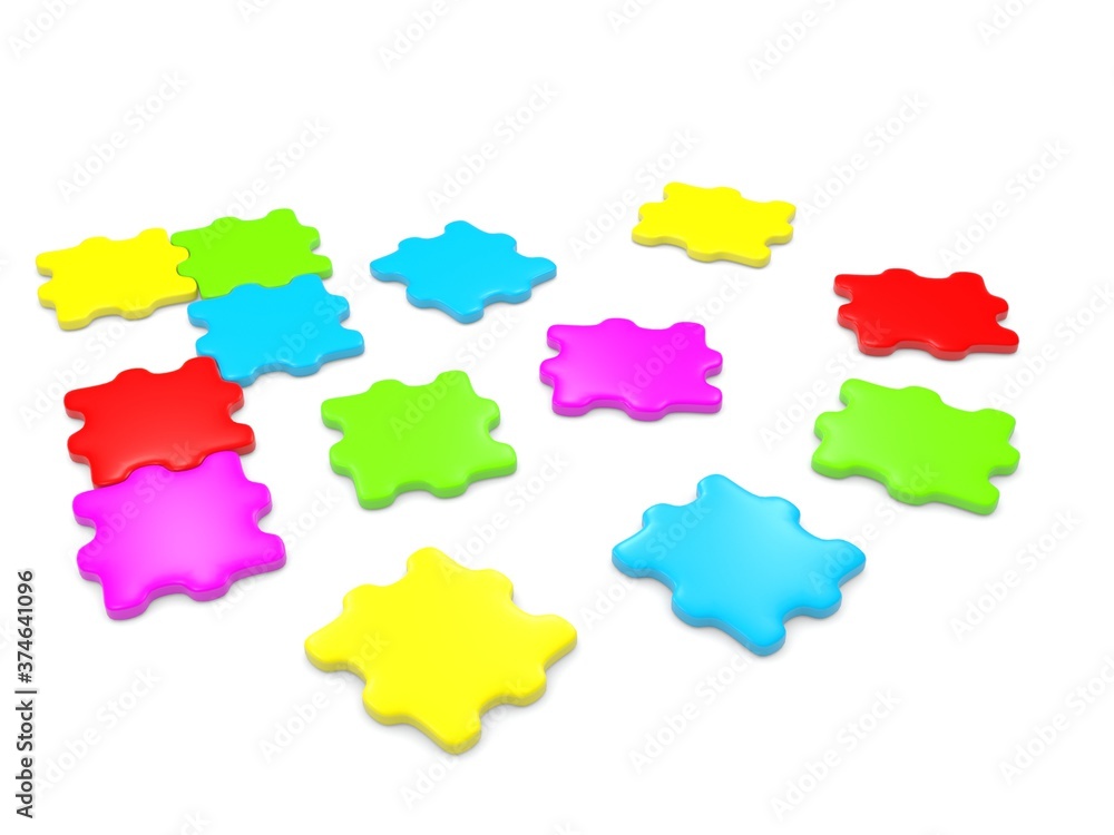 3d puzzle on white background