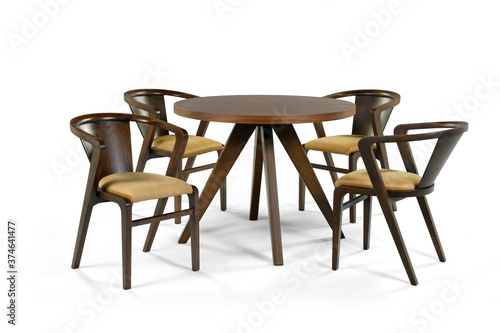 modern dining table on white background