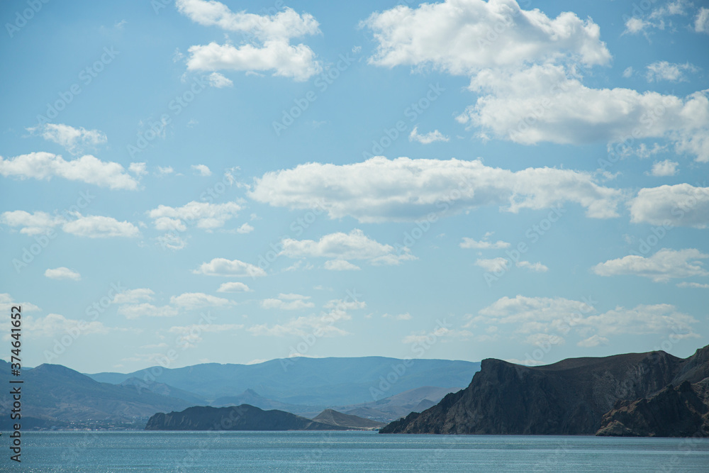 sea sky and mountains