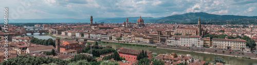 Panoramic view of Florence with Old Palace and Cathedral