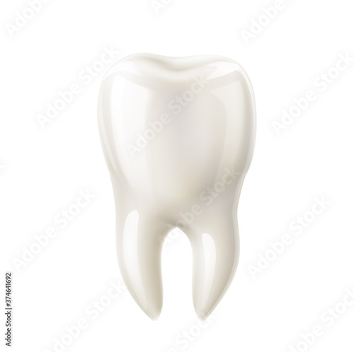 Vector realistic white tooth mock up 3d icon
