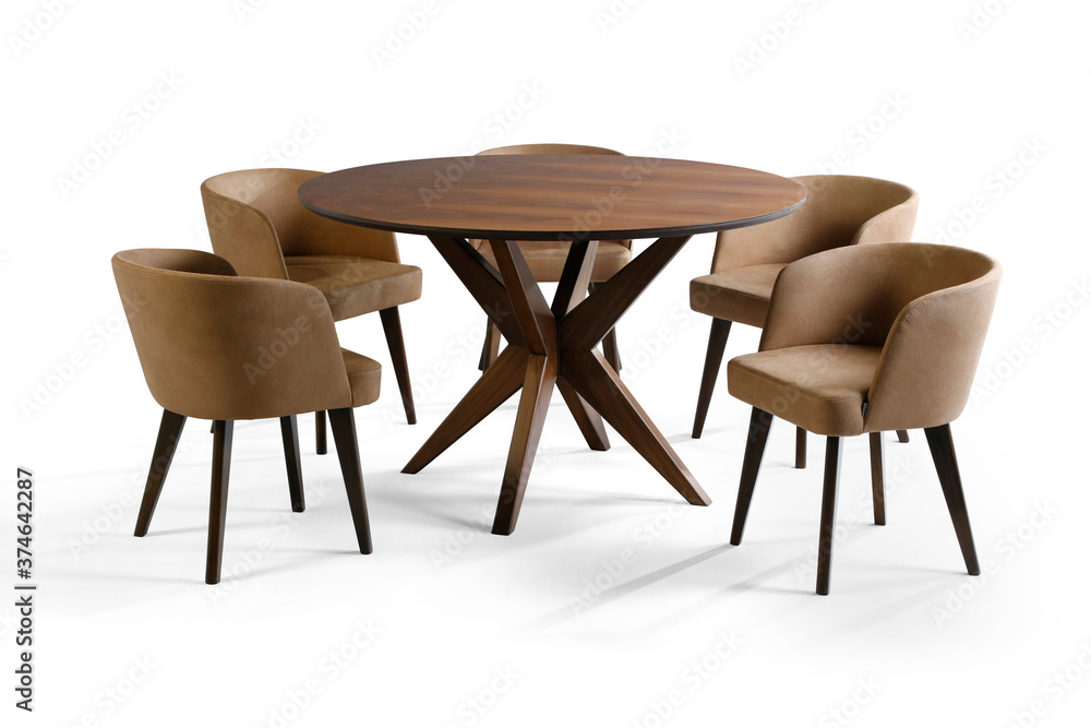 modern dining table on white background Stock Photo | Adobe Stock