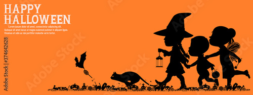 Many kinds with Halloween costume in the candy field