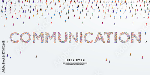 Communication. Large group of people form to create Communication. vector illustration.