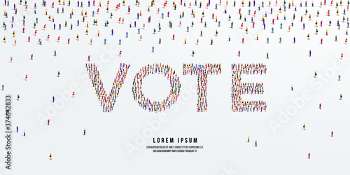 Vote. Large group of people form to create Vote. vector illustration.