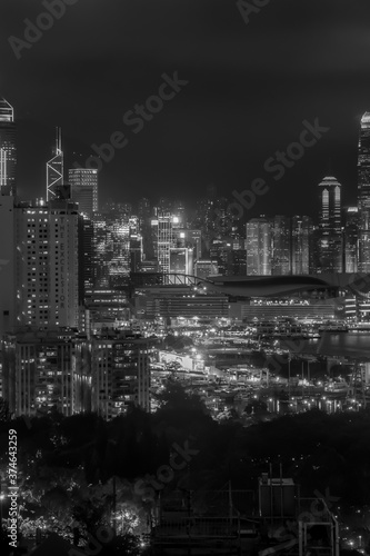 Hong Kong Skyline from Hotel Window black and white © Alexander
