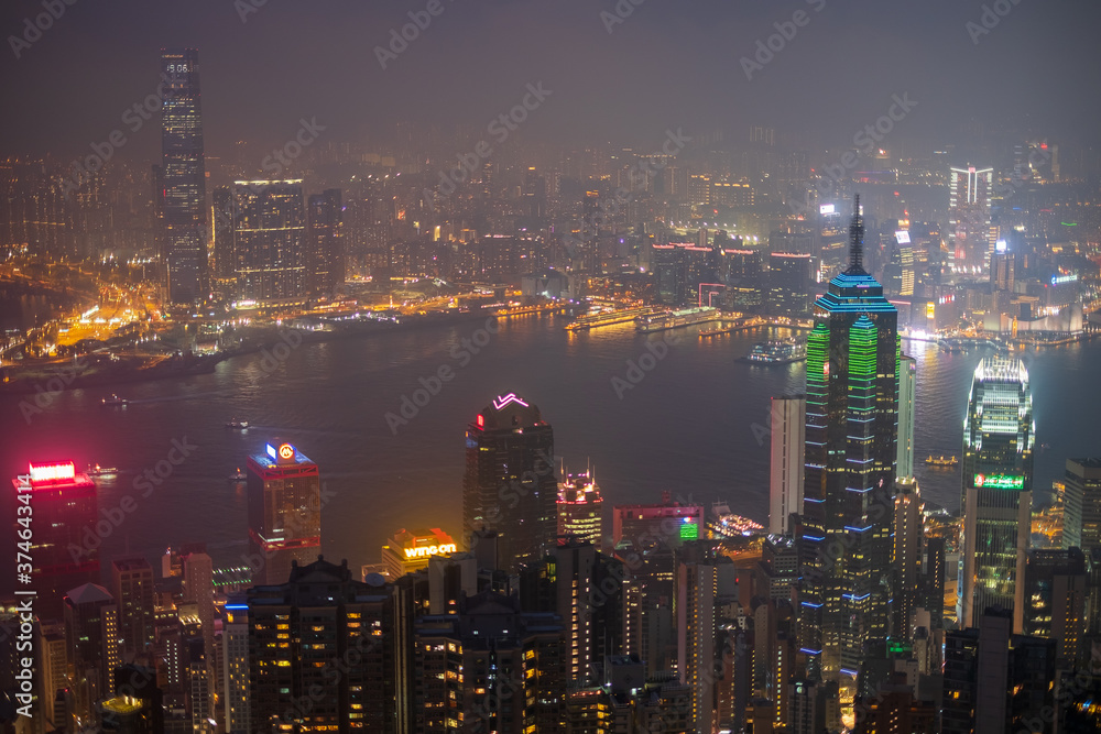 Victoria bay at night Hong Kong