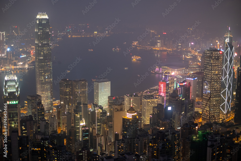 Naklejka premium hong kong city at night
