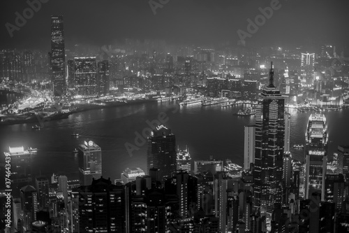 hong kong skyline at night black and white © Alexander