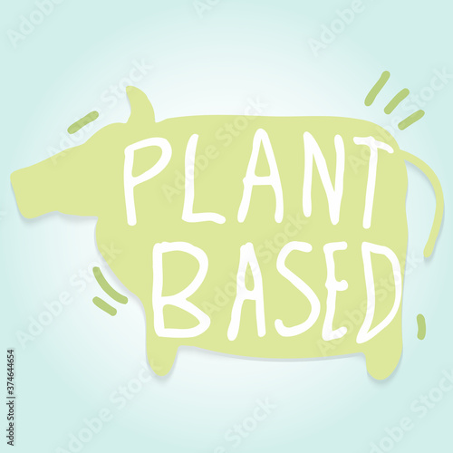 cow paper cut and word plant based for food content.