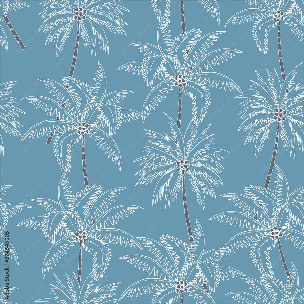 Hand drawn summer palm tree seamless pattern in vector EPS10 , Design ...