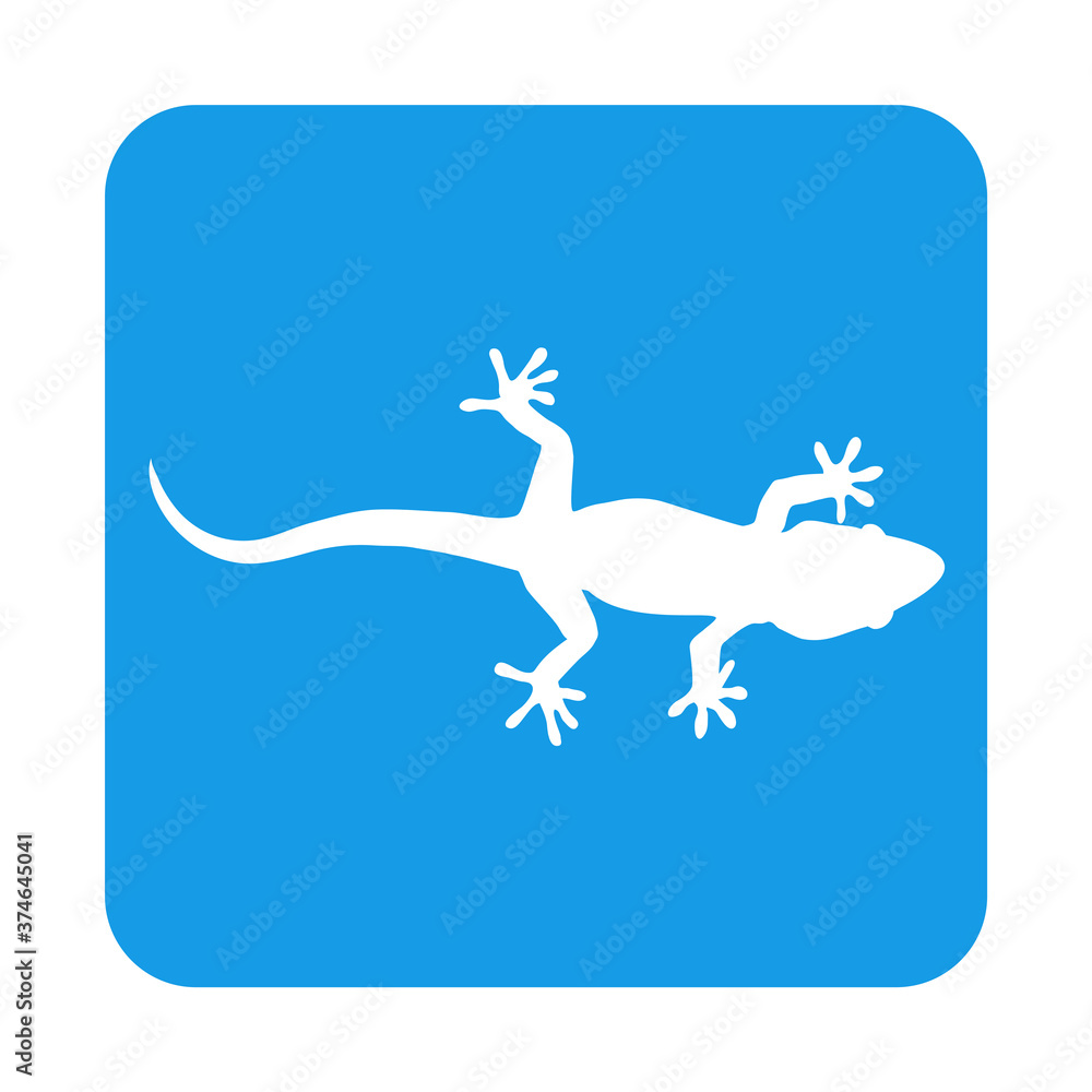Silueta de lagarto en cuadrado de color azul Silueta de lagarto en cuadrado de color azul