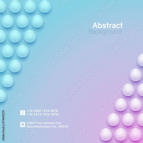 Abstract circle background. 3D spheres. Square mnimalistic banner template. Vector illustration with mesh gradients. photo