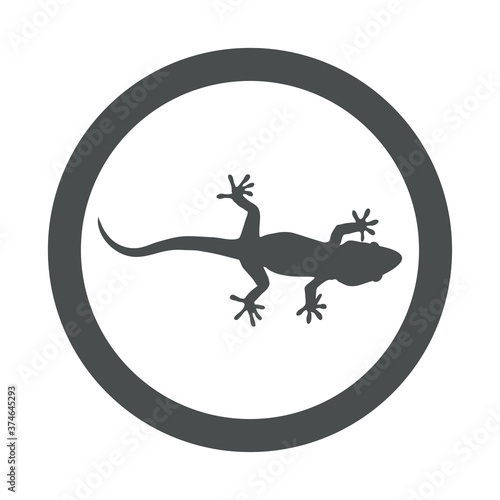 Silueta de lagarto en círculo de color gris