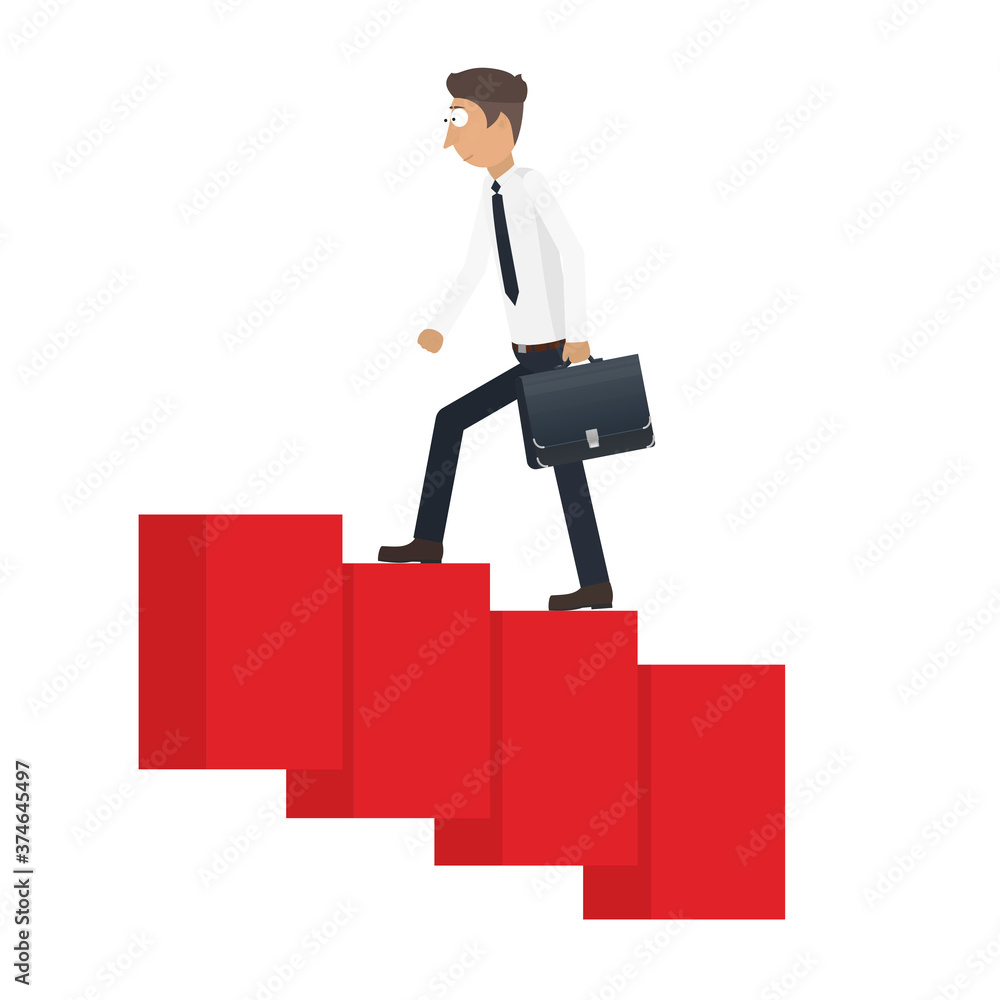 Financial performance. Businessman steps diagram, vector illustration Financial performance. Businessman steps diagram, vector illustration