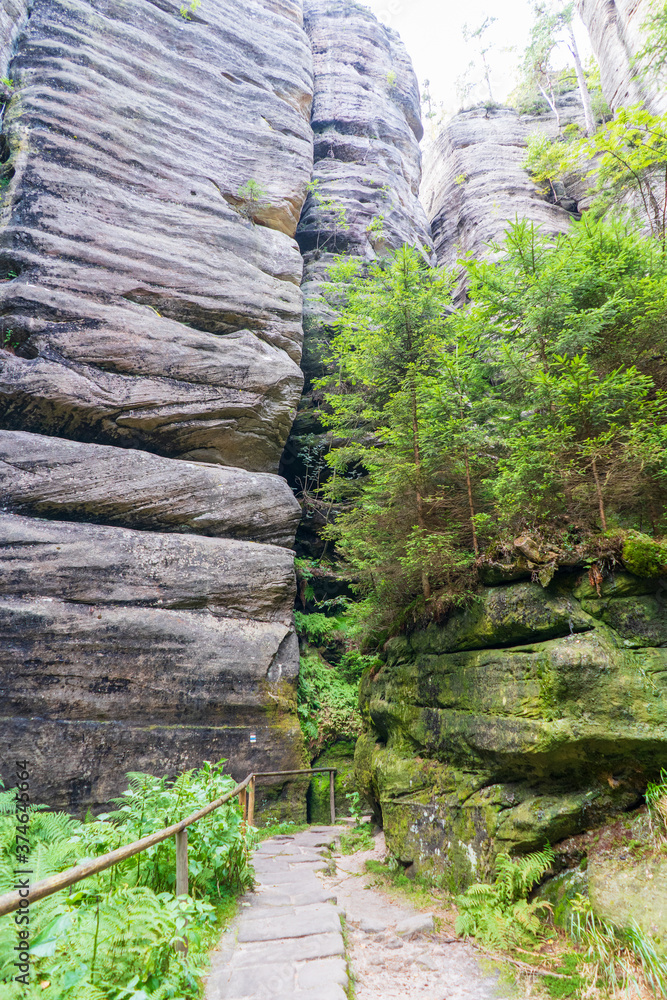 Naklejka premium Adršpach-Teplice Rocks in northeastern Bohemia, Czech Republic.