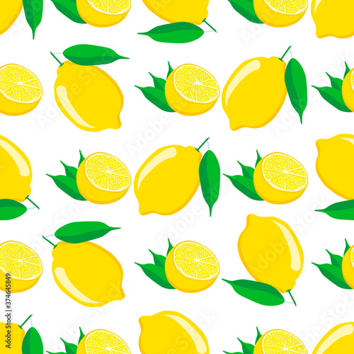 Illustration on theme big colored seamless yellow lemon