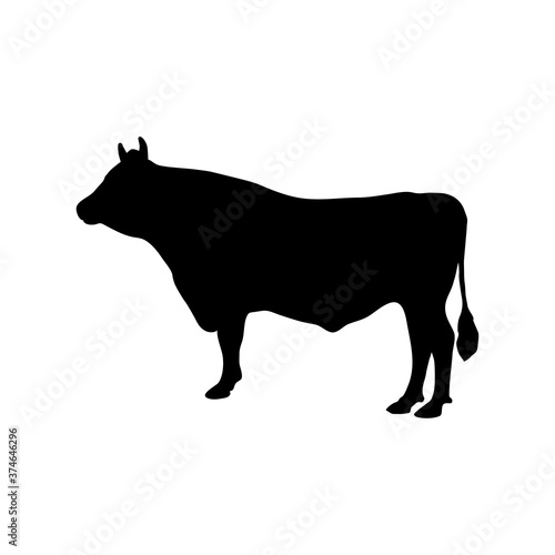 Animales de granja. Silueta de toro de raza guernsey en color negro
