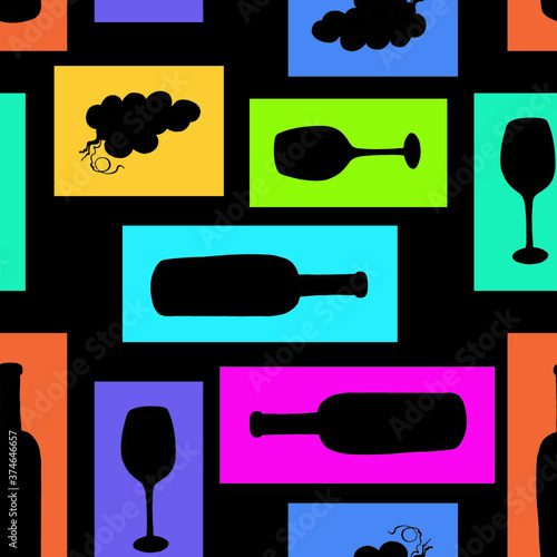Seamless wine pattern, vector illustration