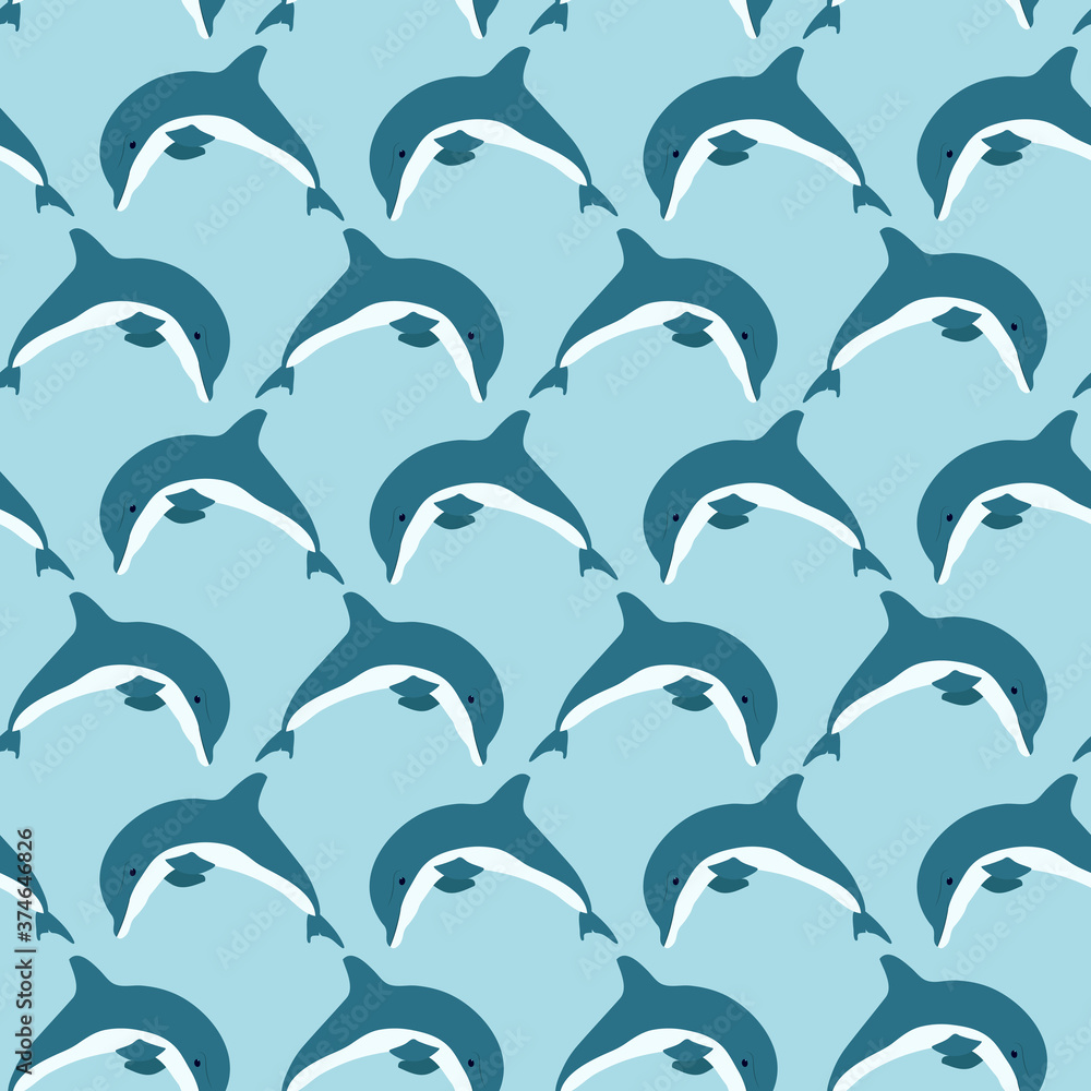 Fototapeta premium Seamless vector illustration with dolphins
