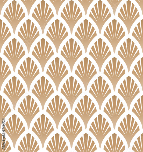 Art deco, great gatsby vector pattern with golden fans. Classic, retro, vintage illustration. Seamless pattern. 
