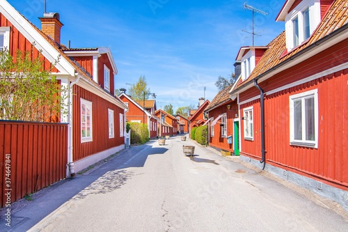 Red houses in Trosa, Sweden photo