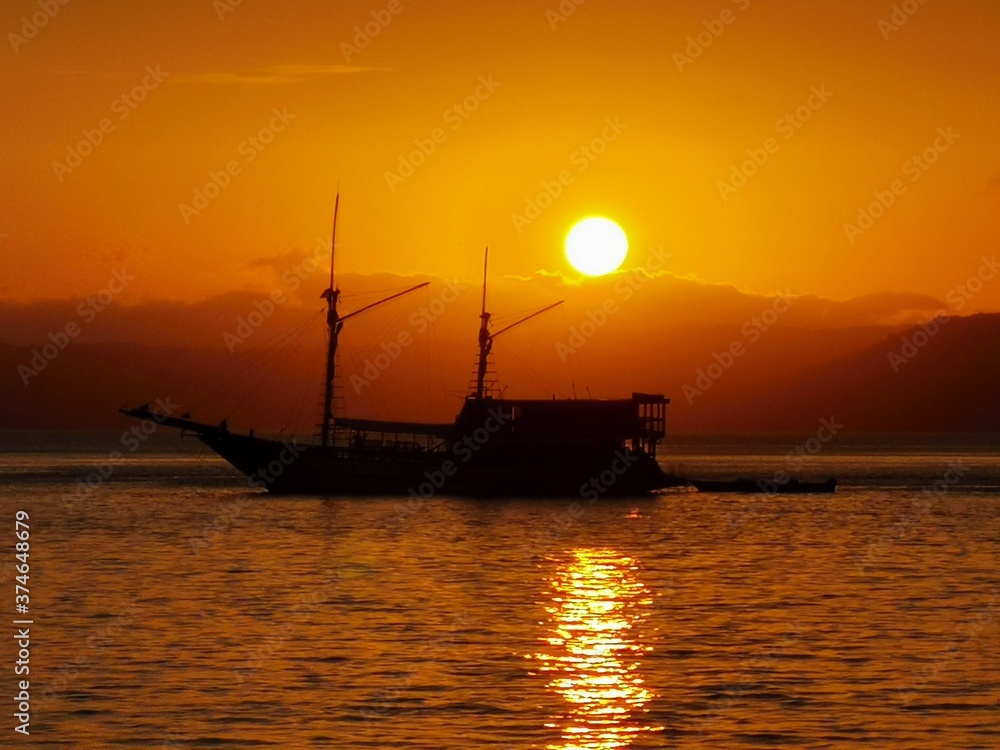 Sunset Boat in Indonesia