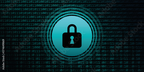 lock symbol on binary code background digital data vector illustration EPS10