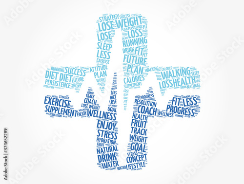 Lose Weight cross word cloud collage, health concept background