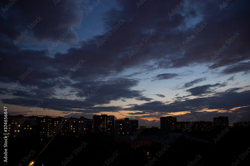 Fototapeta premium Night landscape. Night city. At home