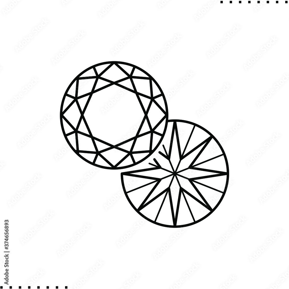 Round gemstone vector icon in outlines Round gemstone vector icon in outlines