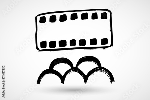 Icon, Button, Pictogram with Cinema symbol
