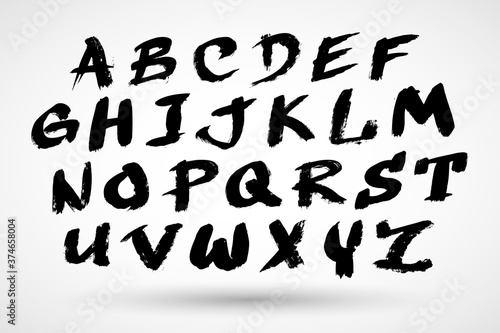 Alphabet letters. Hand drawn illustration by ink. Vector illustration