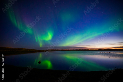 Northernlights Iceland  Seltjarnarnes reflection