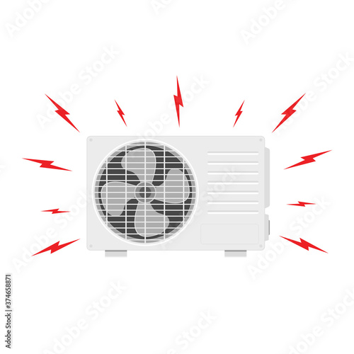Broken air conditioner vector. Air conditioner cartoon.