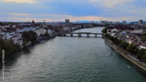 Wallpaper Mural City of Basel in Switzerland and River Rhine - aerial view - travel photography Torontodigital.ca