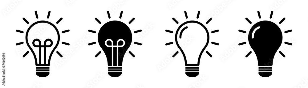 Bulb icon set isolated on white background. Light bulbs. Idea icons symbol design.