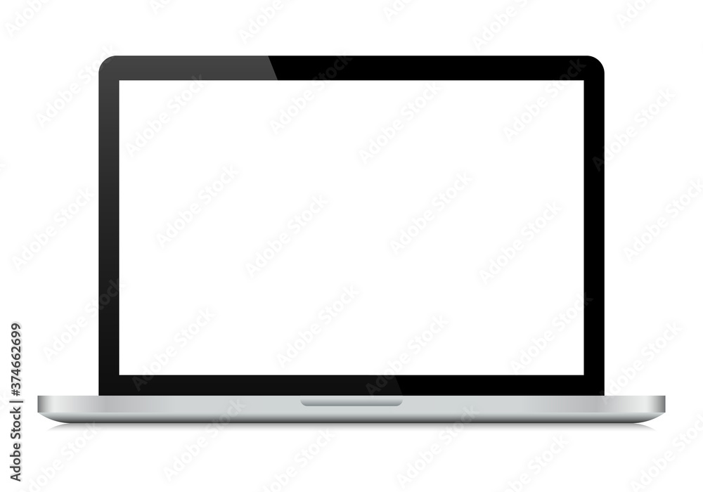 Realistic laptop display with blank white screen. Laptop isolated on white background. Vector illustration. Realistic laptop display with blank white screen. Laptop isolated on white background. Vector illustration.